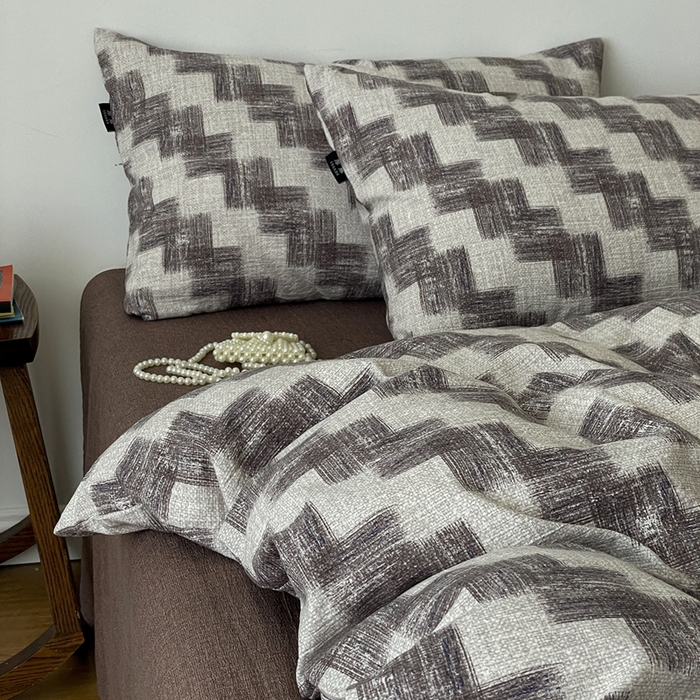 91家纺网 家纺一手货源 找家纺 一比一家纺 2026秋冬新款高克重棉麻原麻复古诧季风原麻四件套-简单款 空间灰