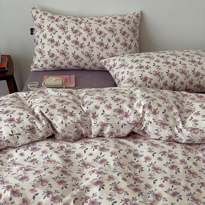 91家纺网 家纺一手货源 找家纺 一比一家纺 2026秋冬新款高克重棉麻原麻复古诧季风原麻四件套-简单款 幻城