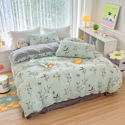 91家纺网 家纺一手货源 找家纺 （总）鸿羽樱（鸿羽樱）家纺 2025新款直播热款小清新牛奶绒四件套