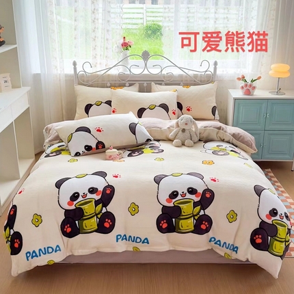 91家纺网 家纺一手货源 找家纺 （总）鸿羽樱（鸿羽樱）家纺 2025新款直播热款小清新牛奶绒四件套