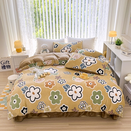 91家纺网 家纺一手货源 找家纺 （总）鸿羽樱（鸿羽樱）家纺 2025新款直播热款小清新牛奶绒四件套