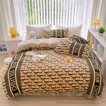 91家纺网 家纺一手货源 找家纺 （总）鸿羽樱（鸿羽樱）家纺 2025新款直播热款小清新牛奶绒四件套