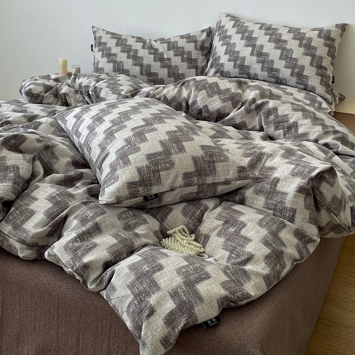 91家纺网 家纺一手货源 找家纺 一比一家纺 2026秋冬新款高克重棉麻原麻复古诧季风原麻四件套-简单款 空间灰