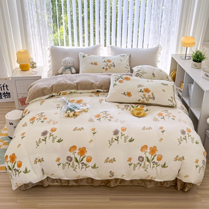 91家纺网 家纺一手货源 找家纺 （总）鸿羽樱（鸿羽樱）家纺 2025新款直播热款小清新牛奶绒四件套