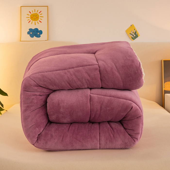 91家纺网 家纺一手货源 找家纺 畅销被业 2025新款纯色加厚保暖雪花绒冬被春秋被被子被芯（跨境） 豆沙