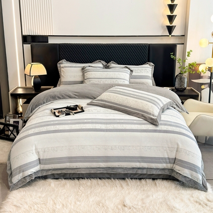 91家纺网 家纺一手货源 找家纺 （总）梦精灵家纺 2025新款高克重加厚雕花牛奶绒四件套