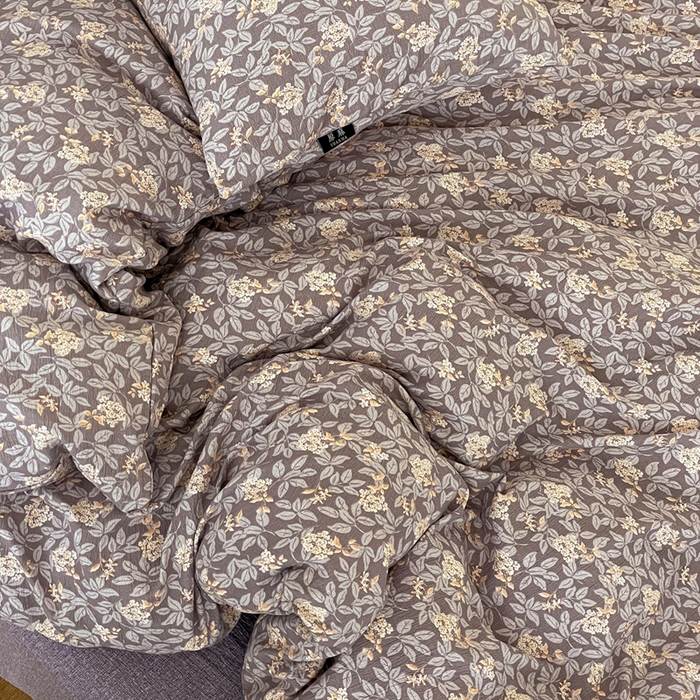 91家纺网 家纺一手货源 找家纺 一比一家纺 2025秋冬新款高克重棉麻原麻复古诧季风原麻四件套-简单款 复暮