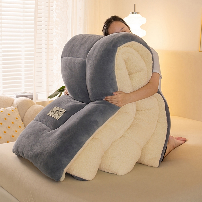 91家纺网 家纺一手货源 找家纺 畅销被业 2025新款纯色加厚保暖雪花绒冬被春秋被被子被芯（跨境） 浅灰