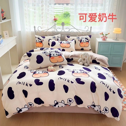 91家纺网 家纺一手货源 找家纺 （总）鸿羽樱（鸿羽樱）家纺 2025新款直播热款小清新牛奶绒四件套