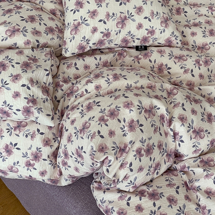 91家纺网 家纺一手货源 找家纺 一比一家纺 2026秋冬新款高克重棉麻原麻复古诧季风原麻四件套-简单款 幻城