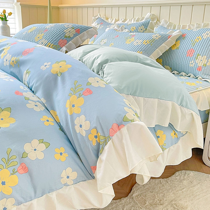 91家纺网 家纺一手货源 找家纺 伊人坊2025新款A类唯美纯棉印花夹棉床笠 纯棉+梦中花语