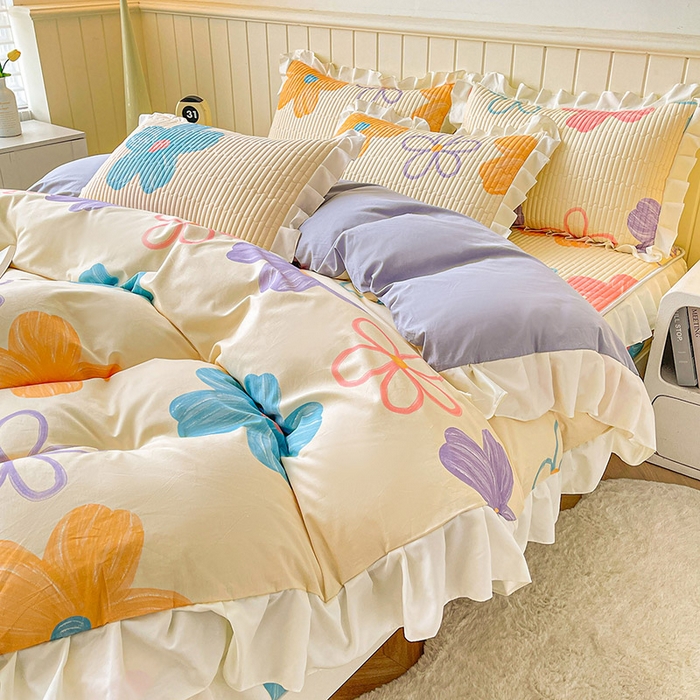 91家纺网 家纺一手货源 找家纺 伊人坊2025新款A类唯美纯棉印花夹棉床笠 纯棉+花花世界