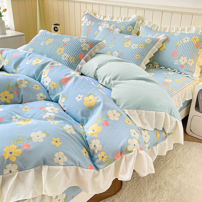 91家纺网 家纺一手货源 找家纺 伊人坊2025新款A类唯美纯棉印花夹棉床笠 纯棉+梦中花语