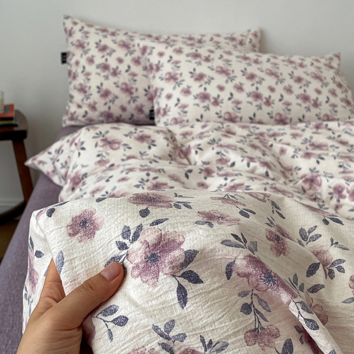 91家纺网 家纺一手货源 找家纺 一比一家纺 2026秋冬新款高克重棉麻原麻复古诧季风原麻四件套-简单款 幻城