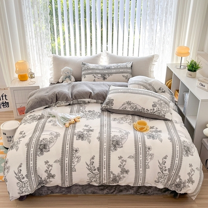 鸿羽樱（鸿羽樱）家纺 2025新款直播热款小清新牛奶绒四件套 秘境
