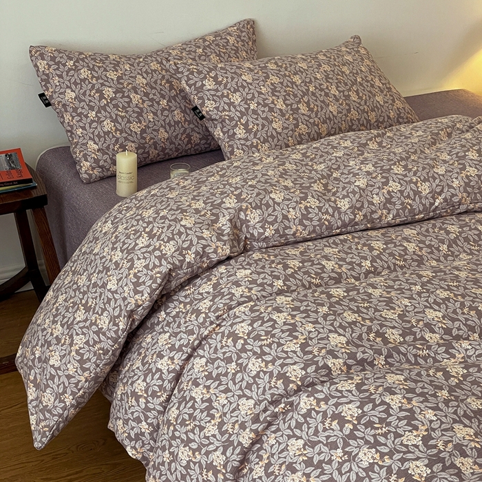 91家纺网 家纺一手货源 找家纺 一比一家纺 2025秋冬新款高克重棉麻原麻复古诧季风原麻四件套-简单款 复暮