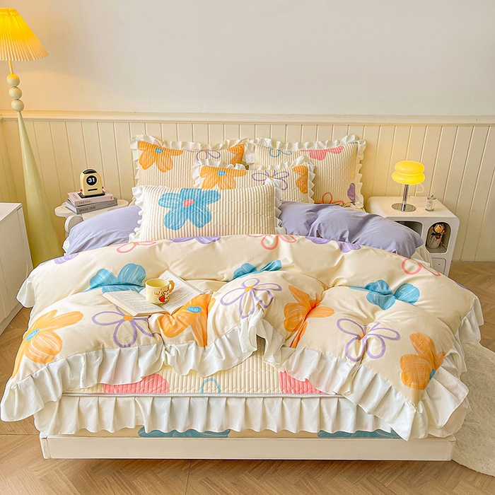 91家纺网 家纺一手货源 找家纺 伊人坊2025新款A类唯美纯棉印花夹棉床笠 纯棉+花花世界