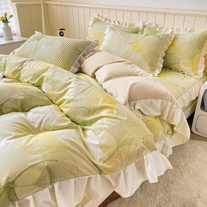 91家纺网 家纺一手货源 找家纺 伊人坊2025新款A类唯美纯棉印花夹棉床笠 纯棉+叶彩