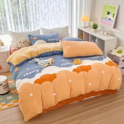 鸿羽樱（鸿羽樱）家纺 2025新款直播热款小清新牛奶绒四件套 美梦