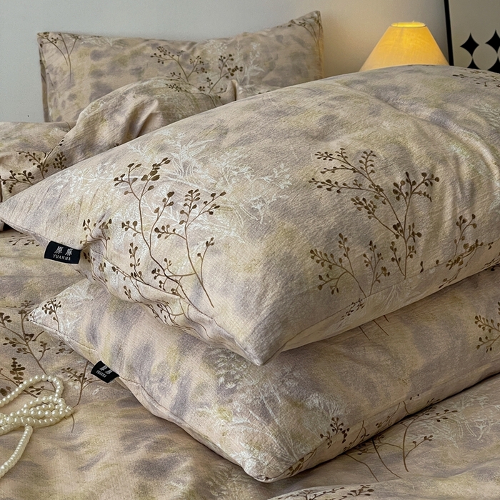 91家纺网 家纺一手货源 找家纺 一比一家纺 2026秋冬新款高克重棉麻原麻复古诧季风原麻四件套-简单款 梦境