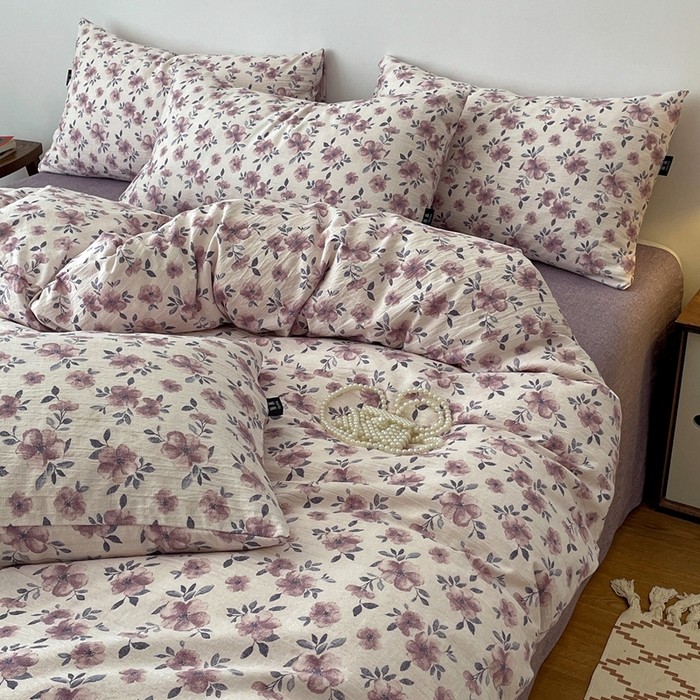 91家纺网 家纺一手货源 找家纺 一比一家纺 2026秋冬新款高克重棉麻原麻复古诧季风原麻四件套-简单款 幻城