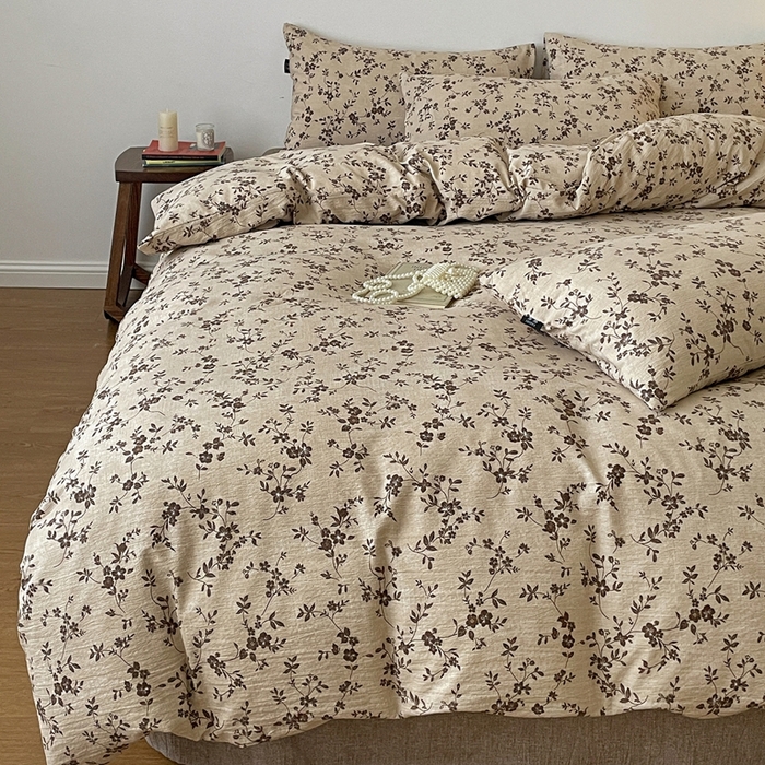 91家纺网 家纺一手货源 找家纺 一比一家纺 2025秋冬新款高克重棉麻原麻复古诧季风原麻四件套-简单款 茶里