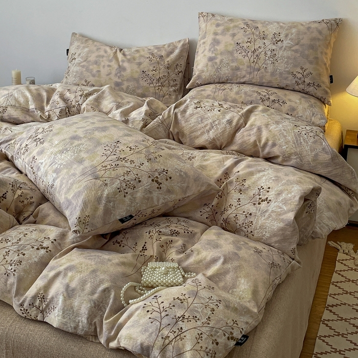 91家纺网 家纺一手货源 找家纺 一比一家纺 2026秋冬新款高克重棉麻原麻复古诧季风原麻四件套-简单款 梦境