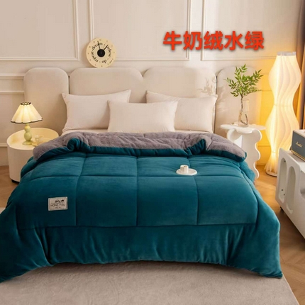 畅销被业 2025新款纯色加厚保暖雪花绒冬被春秋被被子被芯（跨境） 牛奶绒-水绿