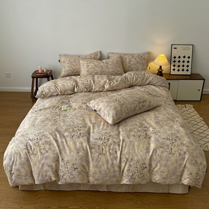 一比一家纺 2026秋冬新款高克重棉麻原麻复古诧季风原麻四件套-简单款 梦境