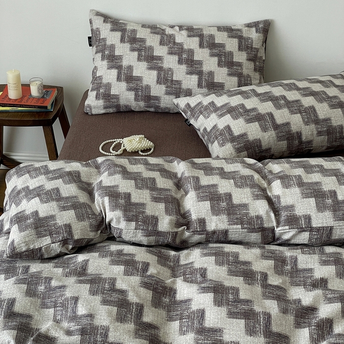 91家纺网 家纺一手货源 找家纺 一比一家纺 2026秋冬新款高克重棉麻原麻复古诧季风原麻四件套-简单款 空间灰