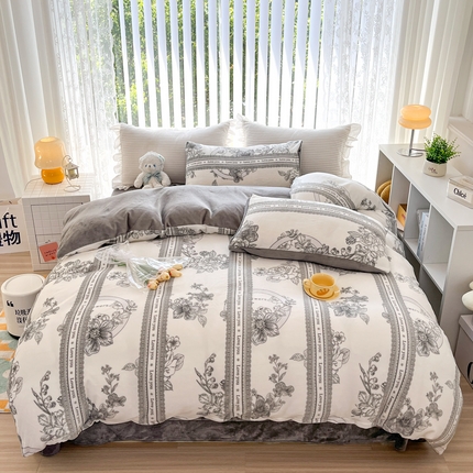 91家纺网 家纺一手货源 找家纺 （总）鸿羽樱（鸿羽樱）家纺 2025新款直播热款小清新牛奶绒四件套