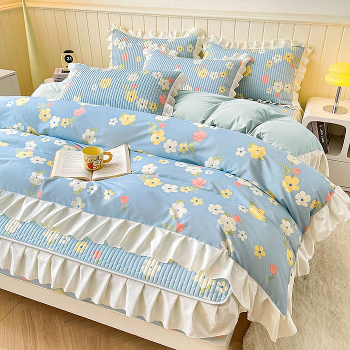 91家纺网 家纺一手货源 找家纺 伊人坊2025新款A类唯美纯棉印花夹棉床笠 纯棉+梦中花语