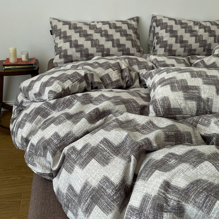 91家纺网 家纺一手货源 找家纺 一比一家纺 2026秋冬新款高克重棉麻原麻复古诧季风原麻四件套-简单款 空间灰