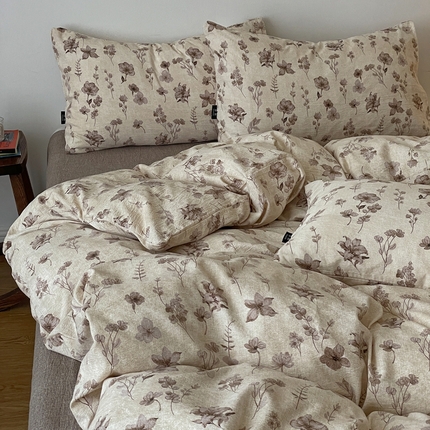 91家纺网 家纺一手货源 找家纺 （总）一比一家纺 2025秋冬新款高克重棉麻原麻复古诧季风原麻四件套-简单款