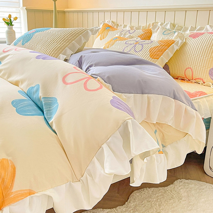 91家纺网 家纺一手货源 找家纺 伊人坊2025新款A类唯美纯棉印花夹棉床笠 纯棉+花花世界