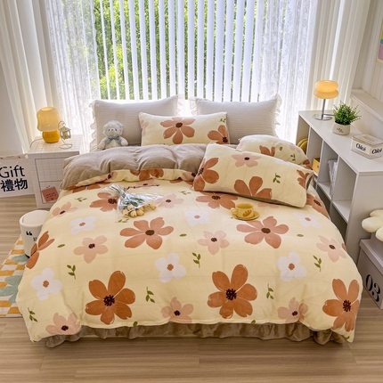 91家纺网 家纺一手货源 找家纺 （总）鸿羽樱（鸿羽樱）家纺 2025新款直播热款小清新牛奶绒四件套