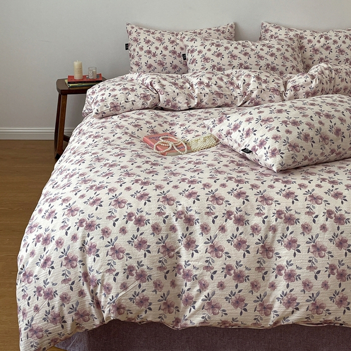 91家纺网 家纺一手货源 找家纺 一比一家纺 2026秋冬新款高克重棉麻原麻复古诧季风原麻四件套-简单款 幻城