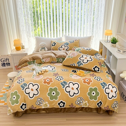 鸿羽樱（鸿羽樱）家纺 2025新款直播热款小清新牛奶绒四件套 花之乐章