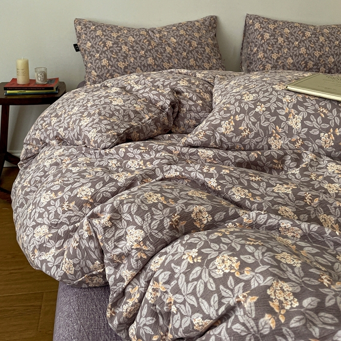 91家纺网 家纺一手货源 找家纺 一比一家纺 2025秋冬新款高克重棉麻原麻复古诧季风原麻四件套-简单款 复暮