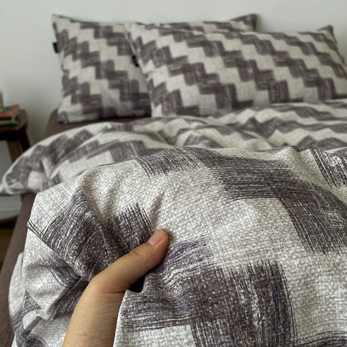 91家纺网 家纺一手货源 找家纺 一比一家纺 2026秋冬新款高克重棉麻原麻复古诧季风原麻四件套-简单款 空间灰