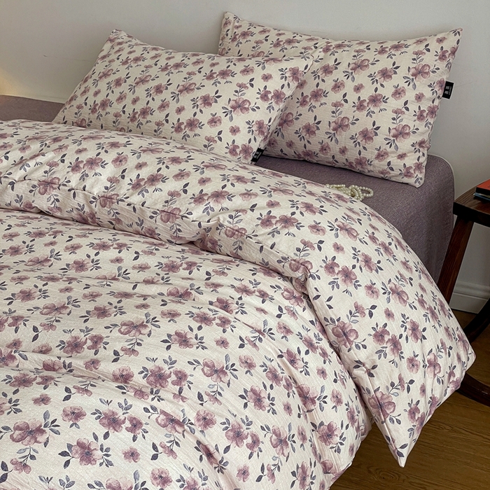 91家纺网 家纺一手货源 找家纺 一比一家纺 2026秋冬新款高克重棉麻原麻复古诧季风原麻四件套-简单款 幻城