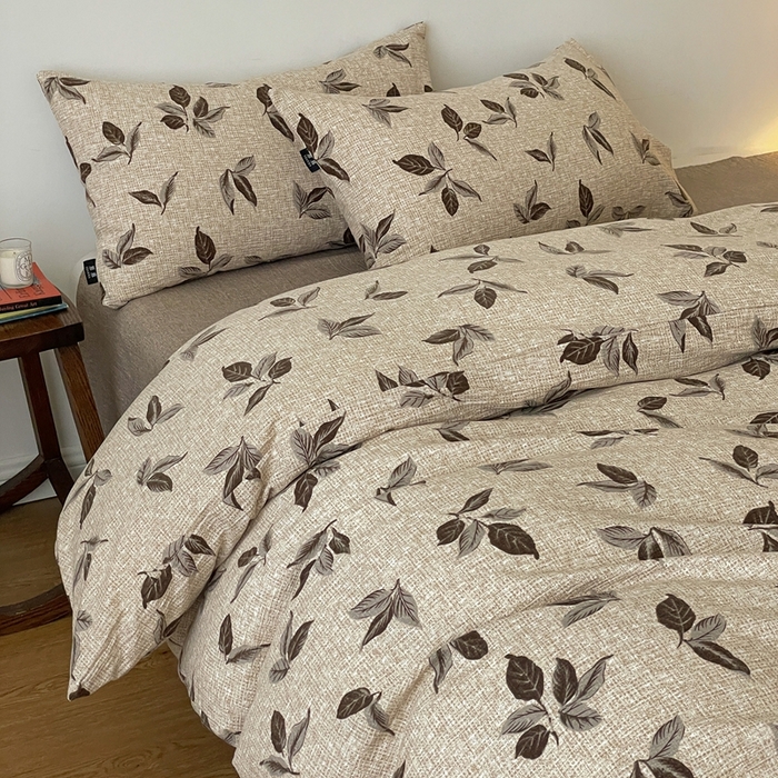 91家纺网 家纺一手货源 找家纺 一比一家纺 2025秋冬新款高克重棉麻原麻复古诧季风原麻四件套-简单款 花季