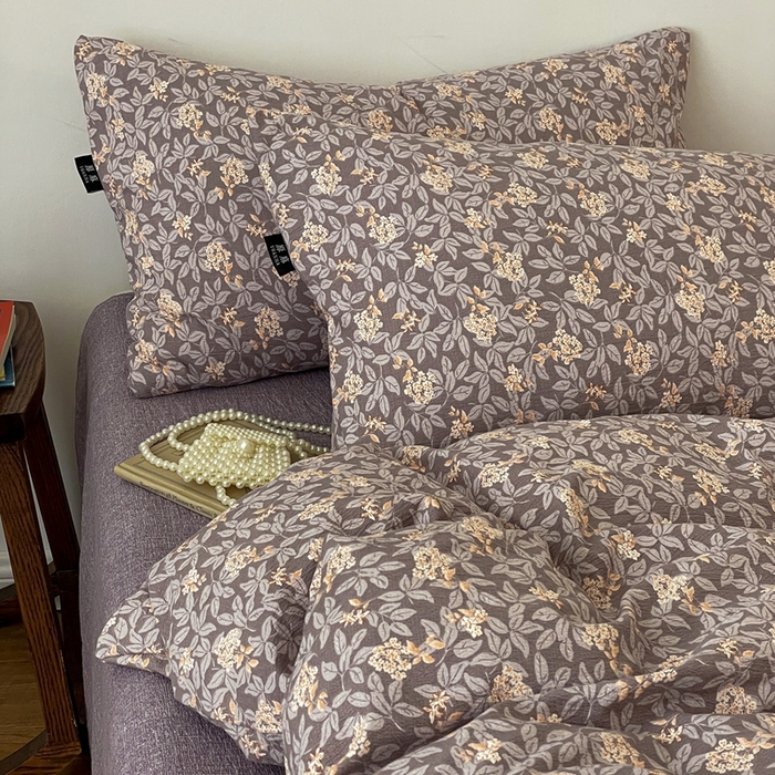 91家纺网 家纺一手货源 找家纺 一比一家纺 2025秋冬新款高克重棉麻原麻复古诧季风原麻四件套-简单款 复暮