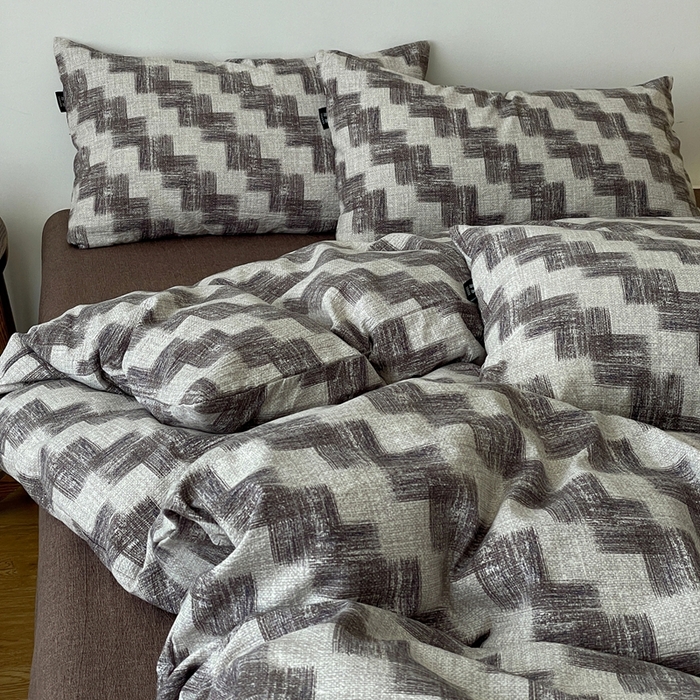 91家纺网 家纺一手货源 找家纺 一比一家纺 2026秋冬新款高克重棉麻原麻复古诧季风原麻四件套-简单款 空间灰