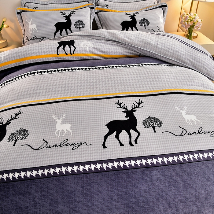 91家纺网 家纺一手货源 找家纺  馨梦缘 2025直播爆款8.5斤牛奶绒四件套加厚保暖床裙金貂绒 发财树