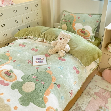 91家纺网 家纺一手货源 找家纺 （总）川悦生活 2025新款立体雪花绒印花四件套学生床系列一场景一