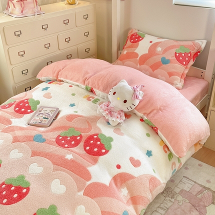 91家纺网 家纺一手货源 找家纺 （总）川悦生活 2025新款立体雪花绒印花四件套学生床系列一场景一