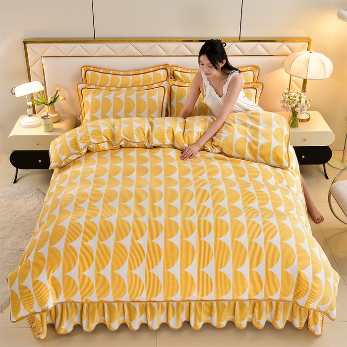 91家纺网 家纺一手货源 找家纺 馨梦缘 2025直播爆款8.5斤牛奶绒四件套加厚保暖床裙金貂绒 幸福