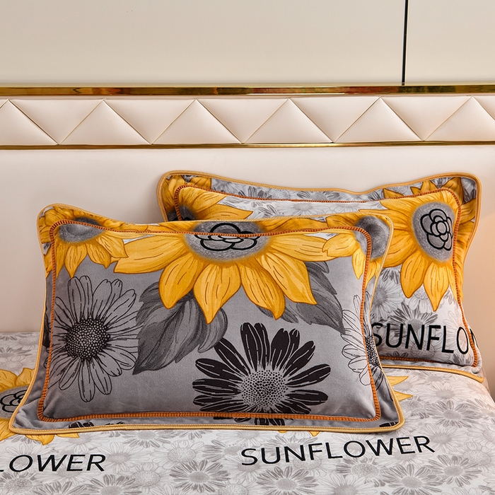 91家纺网 家纺一手货源 找家纺 馨梦缘 2025直播爆款8.5斤牛奶绒四件套加厚保暖床裙金貂绒 向日葵