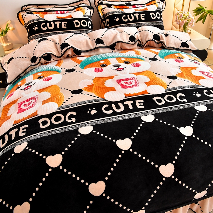 91家纺网 家纺一手货源 找家纺 馨梦缘 2025直播爆款8.5斤牛奶绒四件套加厚保暖床裙金貂绒 旺财